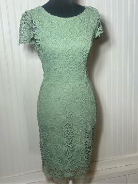 Lulu's Sage Green Lace Midi Dress